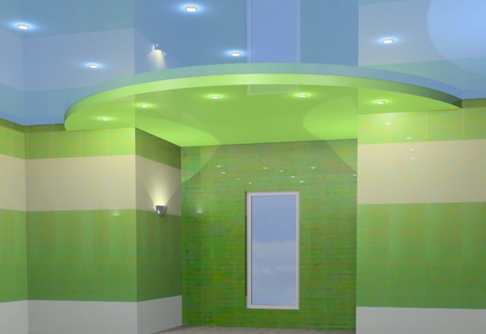 plafondontwerp met een combinatie van groene en blauwe kleuren