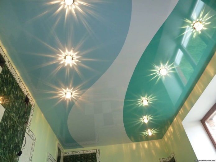 plafondstructuur met een combinatie van groene en blauwe kleuren
