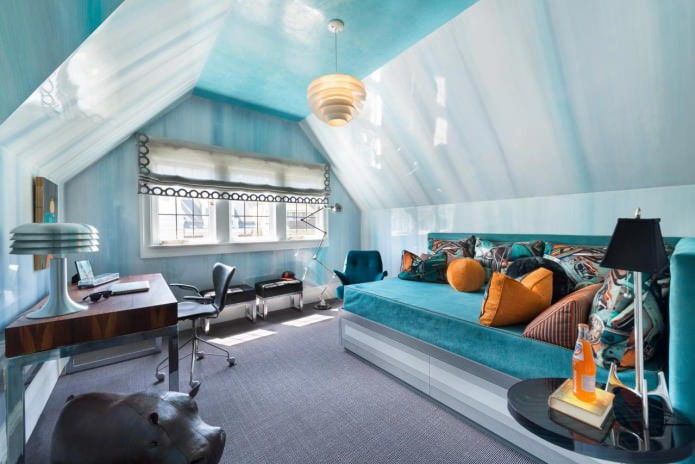 gordijnen voor een blauw plafond