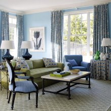 Blauwe kleur in het interieur: combinaties, ontwerpidee?n, 67 foto's-6
