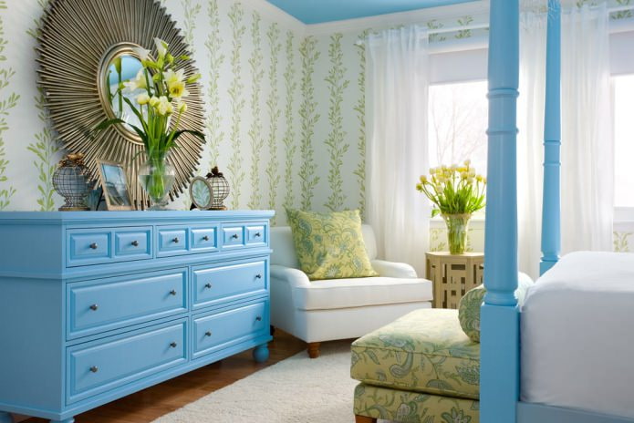 Groen en blauw interieur