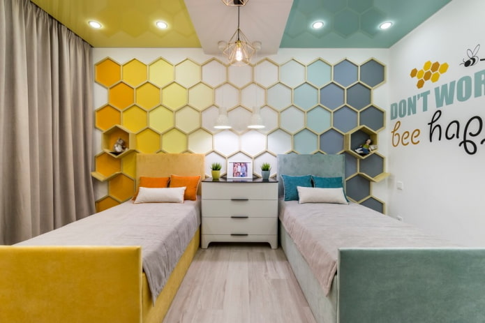 geel en blauw kinderkamerinterieur
