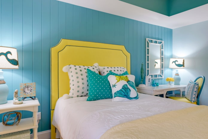 geel en blauw kinderkamerinterieur