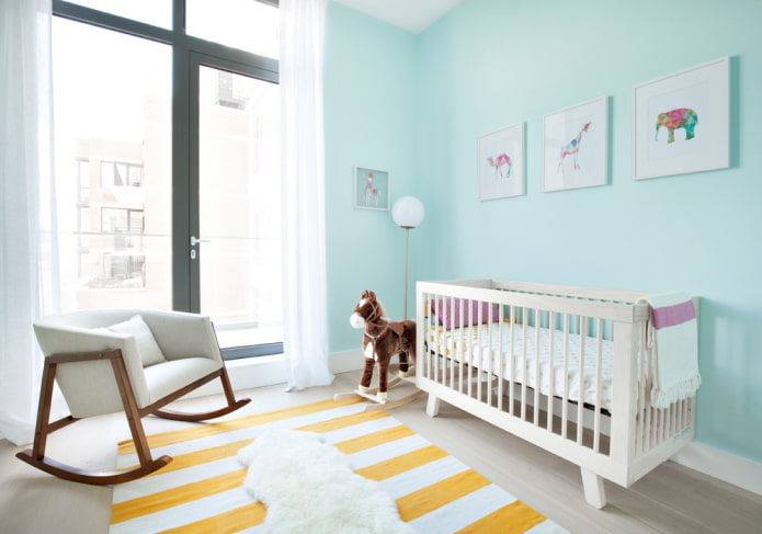 kinderkamerinterieurontwerp in blauwe tinten