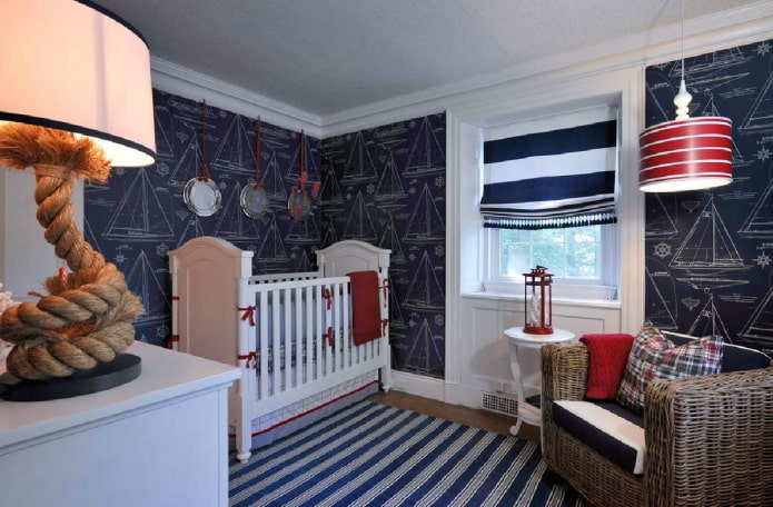 blauwe kinderkamer in maritieme stijl