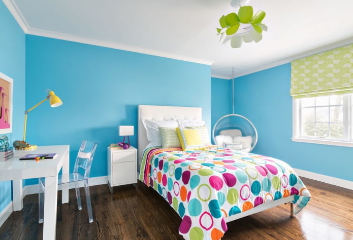 kinderkamerinterieurontwerp in blauwe tinten