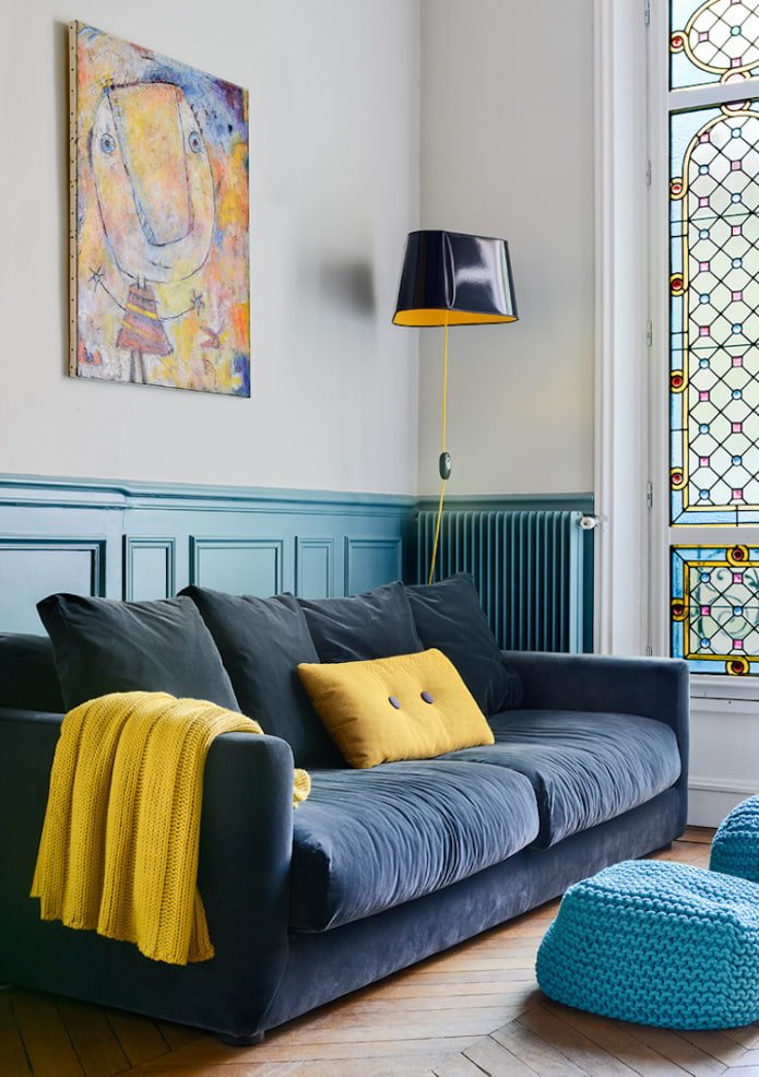 kussens voor een blauwe bank