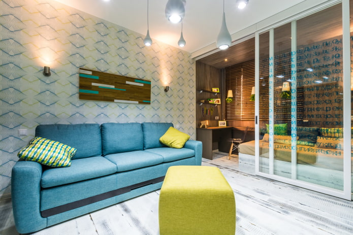 zonering in het interieur van de woonkamer-kinderkamer