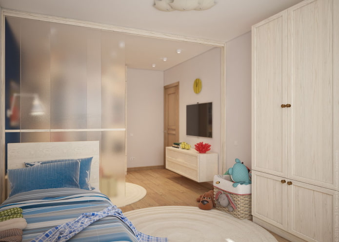 zonering in het interieur van de woonkamer-kinderkamer