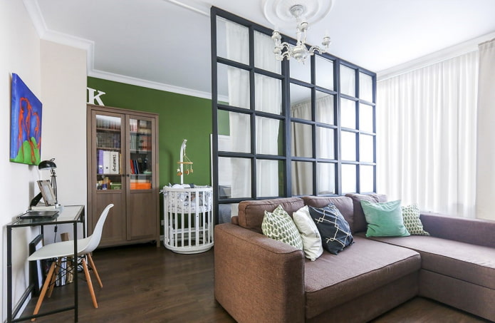 inrichting van een gecombineerde woon- en kinderkamer