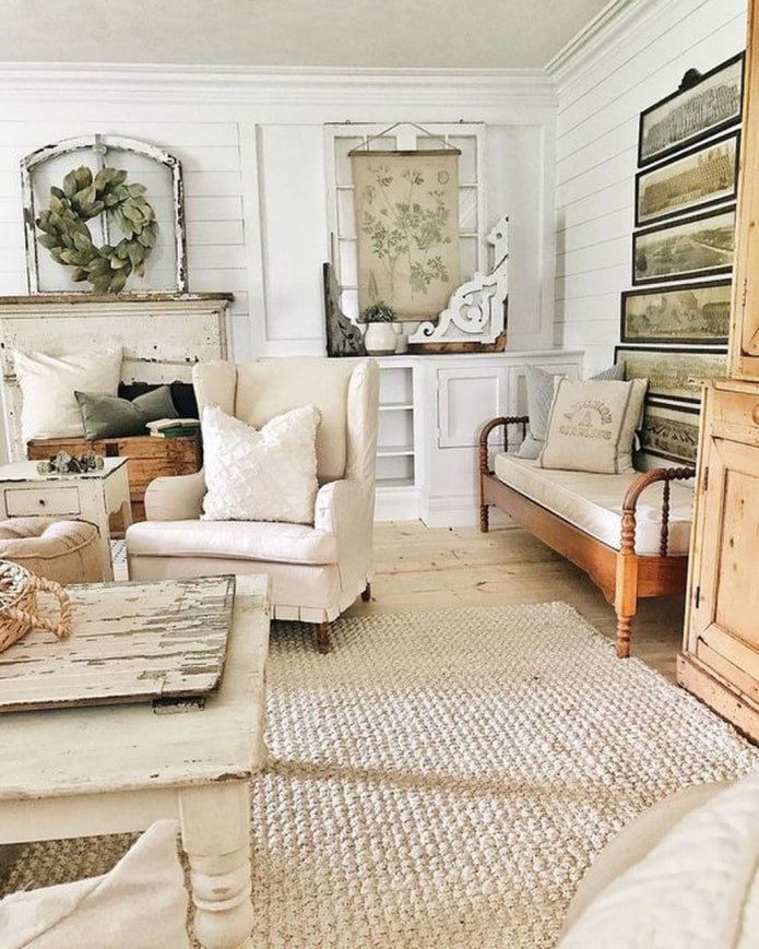 woonkamer in shabby chic stijl