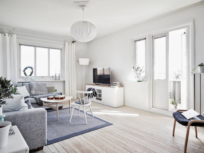 ramen in de woonkamer in Scandinavische stijl