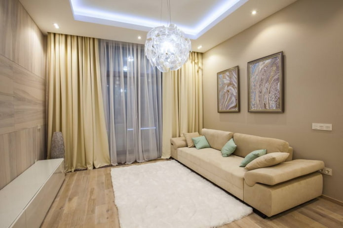 muurdecoratie in het interieur van de hal in beige tinten