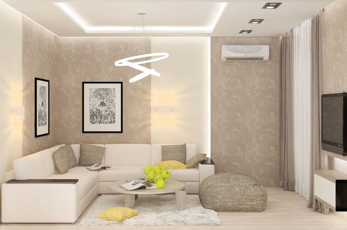 woonkamerinterieur in witte en beige tinten