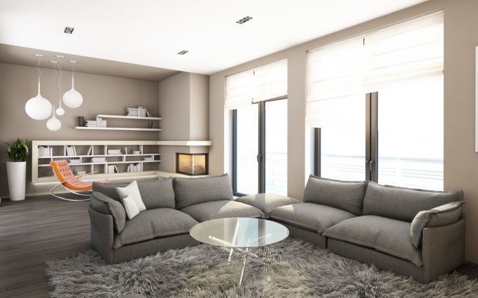 woonkamerinterieur in grijsbeige tinten
