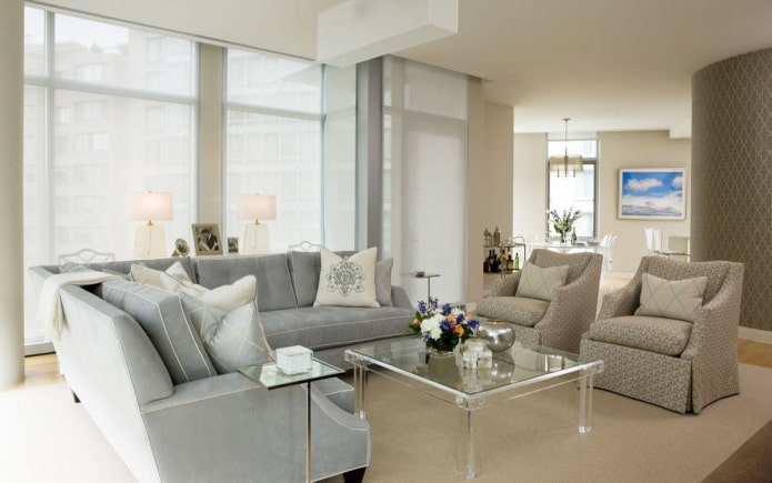 woonkamerinterieur in grijsbeige tinten