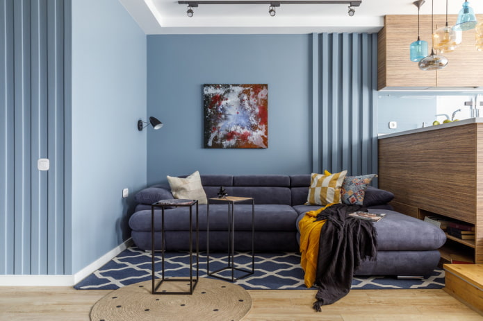 meubels voor een blauwe woonkamer