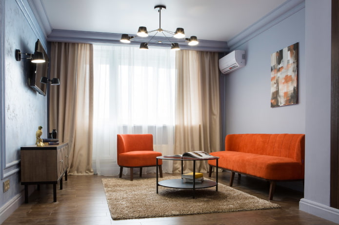 meubels voor een blauwe woonkamer