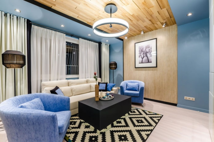 decoratie van het interieur van een blauwe woonkamer
