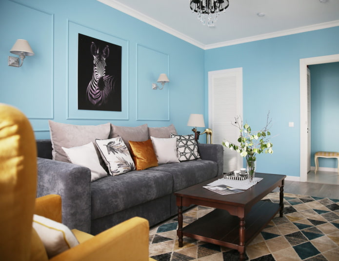 meubels voor een blauwe woonkamer