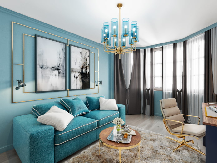 meubels voor een blauwe woonkamer