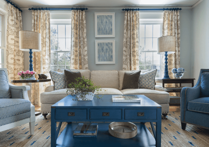 blauwe woonkamer in Proven?aalse stijl