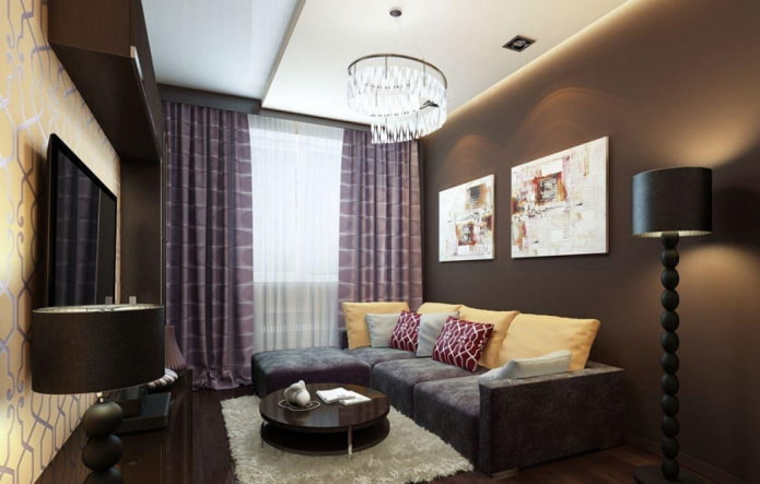bruine woonkamer in het interieur van een Chroesjtsjovisch appartement