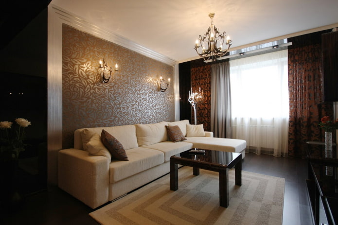 bruine woonkamer in het interieur van een Chroesjtsjovisch appartement
