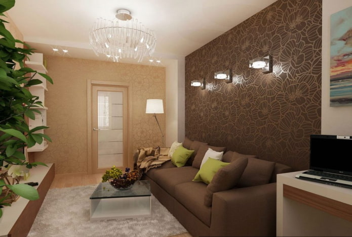 bruine woonkamer in het interieur van een Chroesjtsjovisch appartement