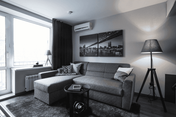 ontwerp van een woonkamer in een Chroesjtsjovisch appartement