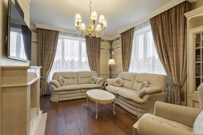interieur van een kleine woonkamer in een klassieke stijl