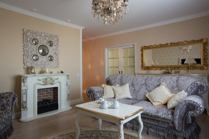 interieur van een kleine woonkamer in een klassieke stijl