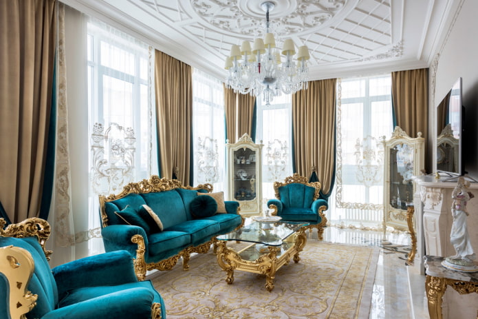 turkooizen bank en fauteuils