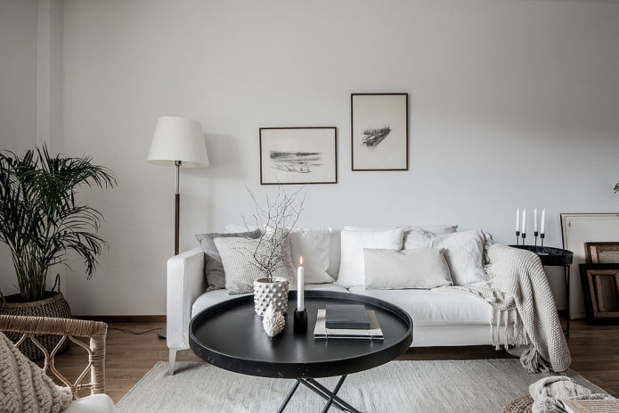 meubels in het interieur van de woonkamer in Scandinavische stijl