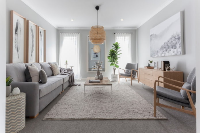 Scandinavische stijl in de woonkamer