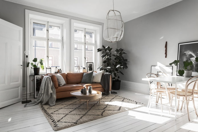 woonkamerinterieur in Scandinavische stijl