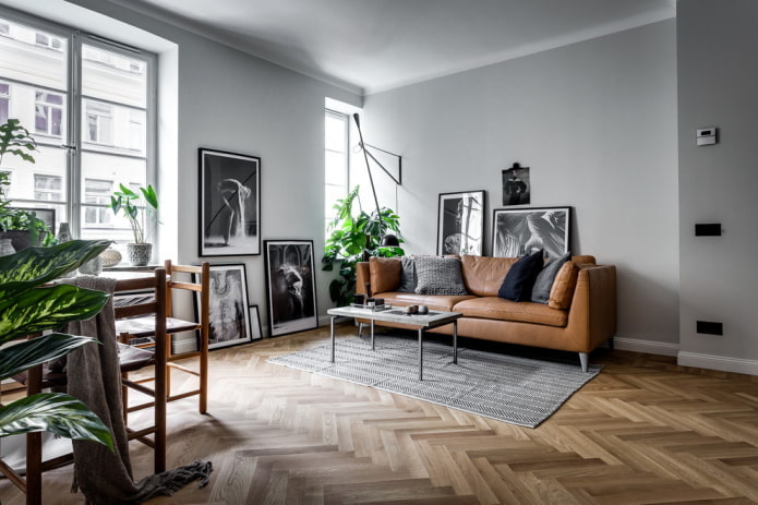 woonkamer vloerafwerking in Scandinavische stijl