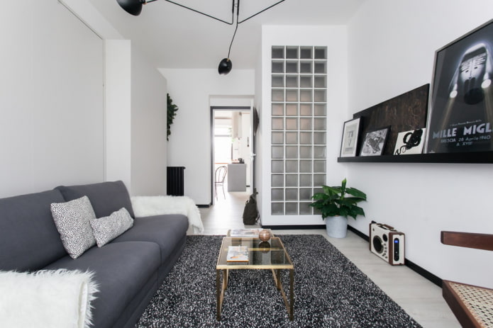 kleine woonkamer in Scandinavische stijl