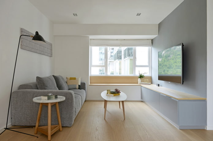 kleine woonkamer in Scandinavische stijl