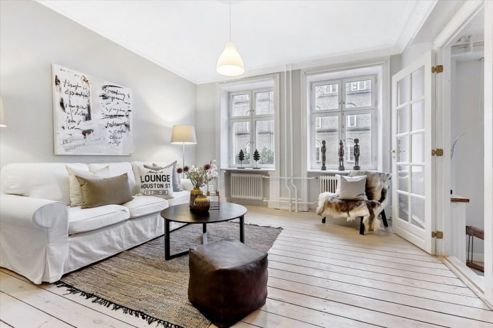 woonkamer vloerafwerking in Scandinavische stijl