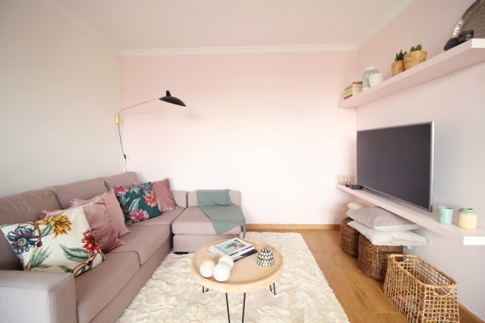 kleine woonkamer in Scandinavische stijl