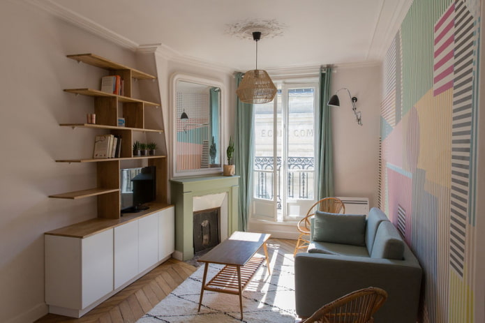 kleine woonkamer in Scandinavische stijl