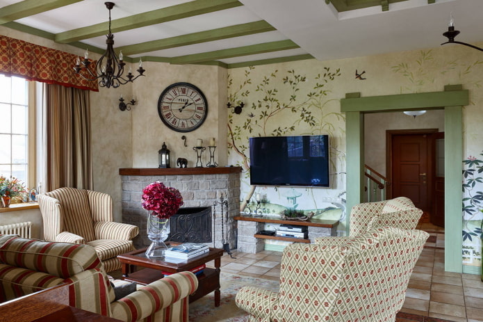 Licht interieur met groene details