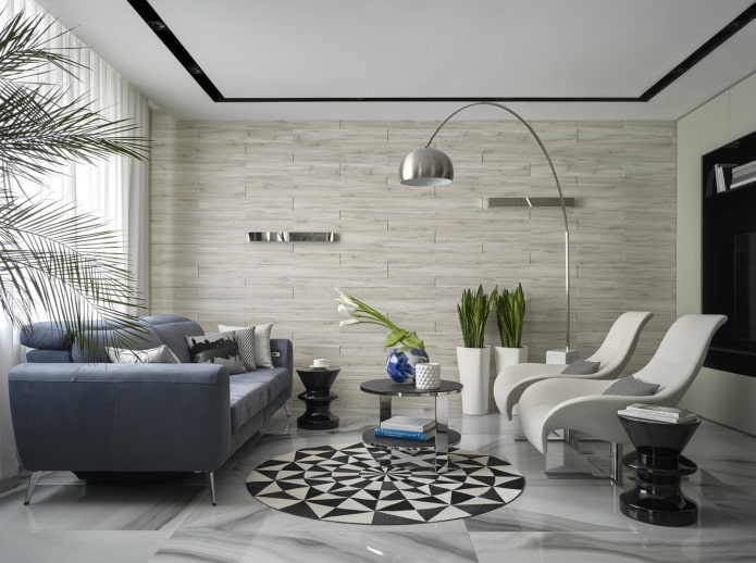 Grijs woonkamerinterieur