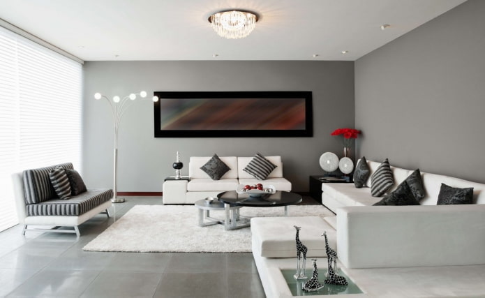Grijs woonkamerinterieur