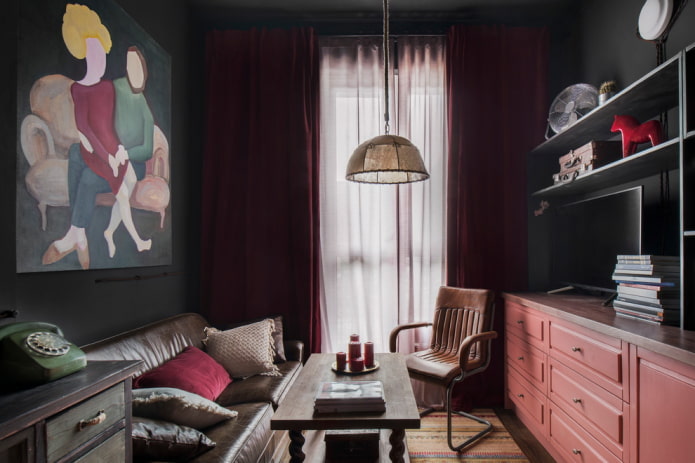 decoratie in het interieur van de woonkamer in een stedelijke stijl