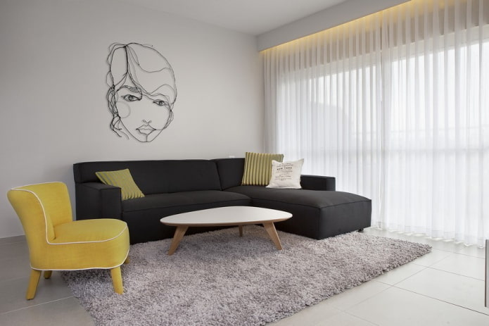 textiel in de woonkamer in minimalistische stijl