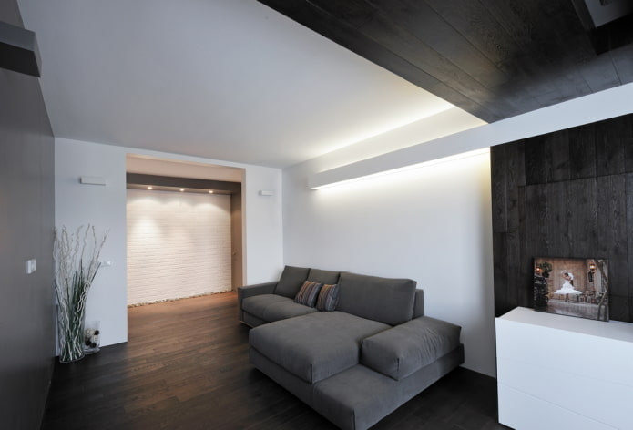 kleurenschema in de woonkamer in minimalistische stijl