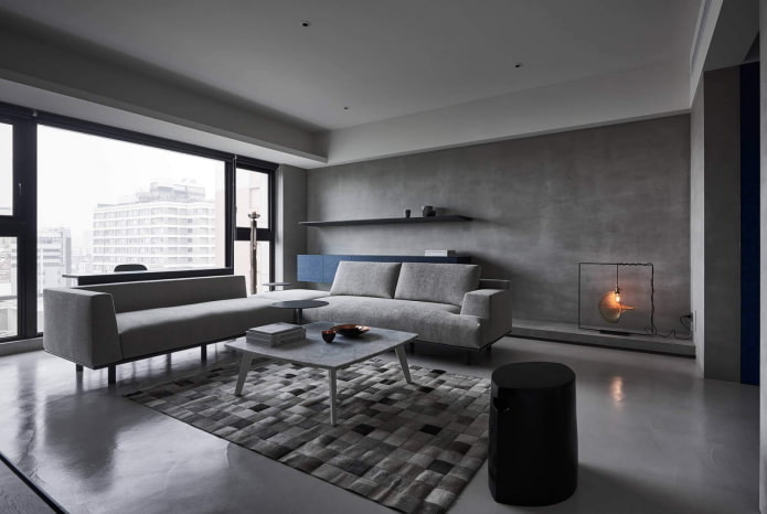 kleurenschema in de woonkamer in minimalistische stijl