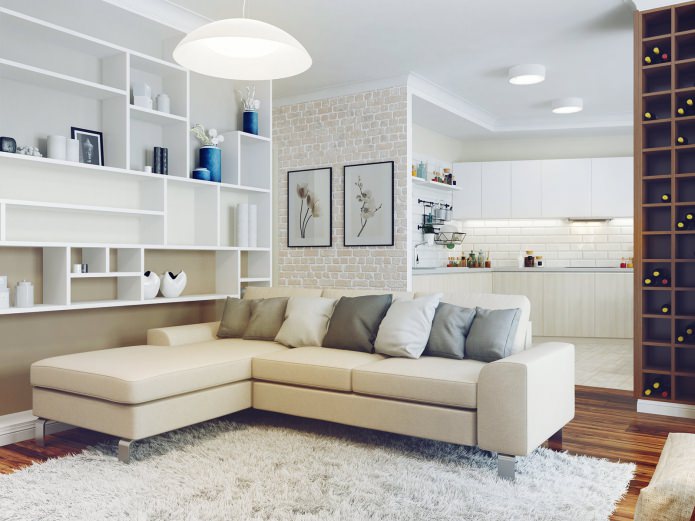 Foto van een hoekbank in het interieur van de woonkamer